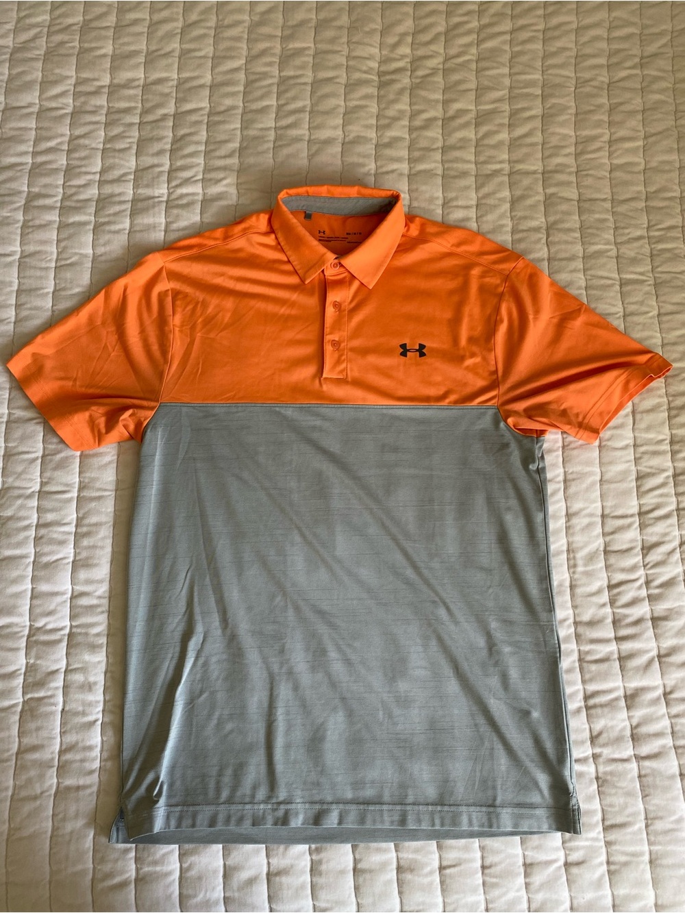 Under Armour Men’s Two-Tone Orange & Gray Polo Loose Fit Size M